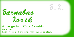 barnabas korik business card
