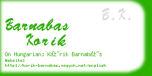 barnabas korik business card